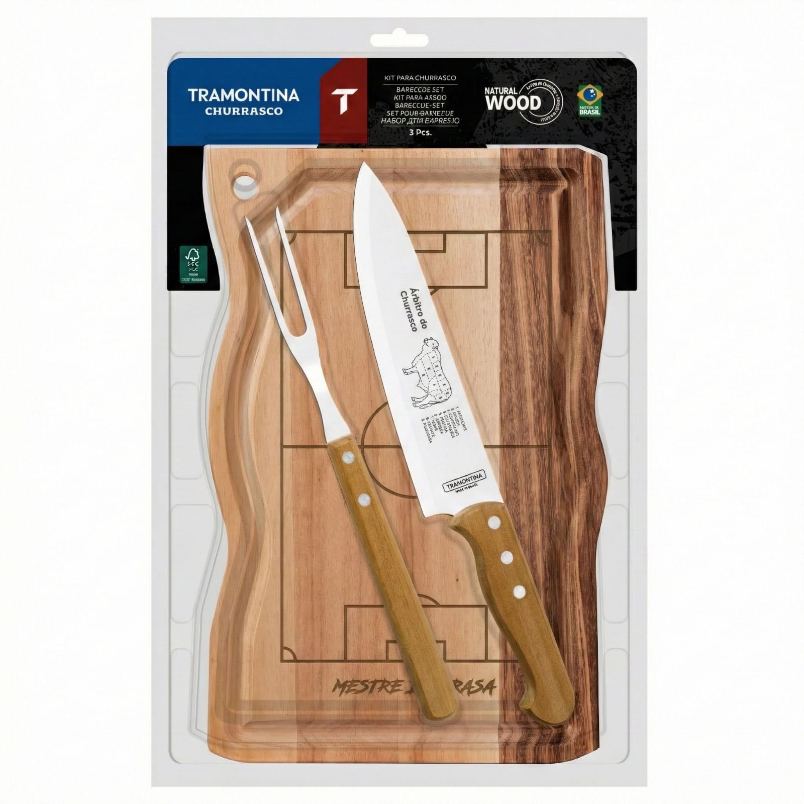 Kit Churrasco Tramontina Especial Copa do Mundo 3 Peças Aço Inox - 1